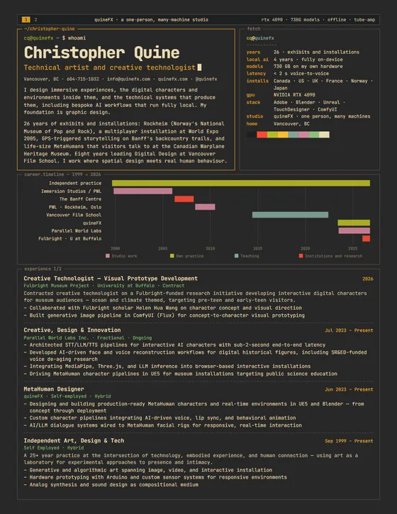 Page one of the Tube Amp resume